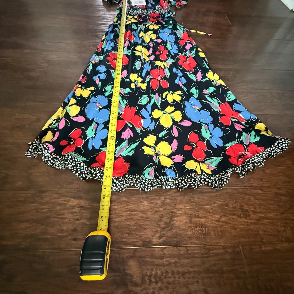 Rixo Black Floral Maxi Dress Short Sleeve Size 2 NWT - Picture 9 of 14